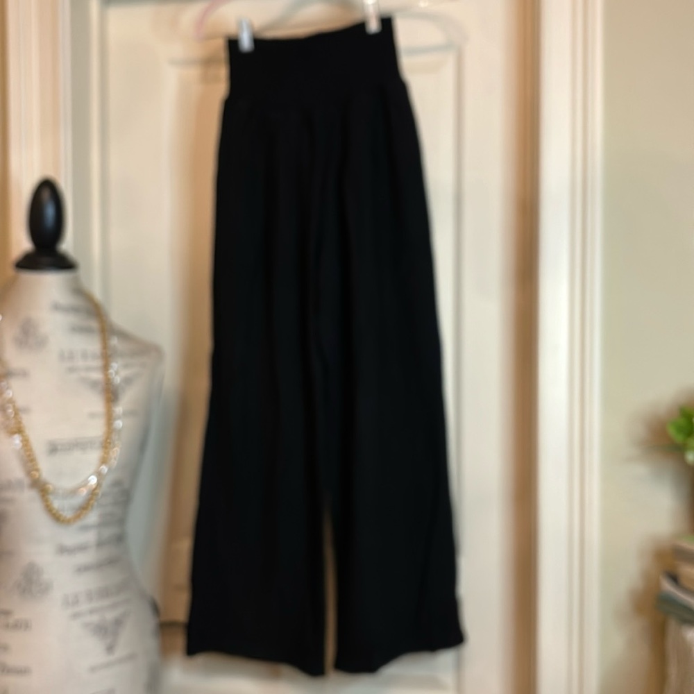 Wide leg wide smocked waist pull on pants
